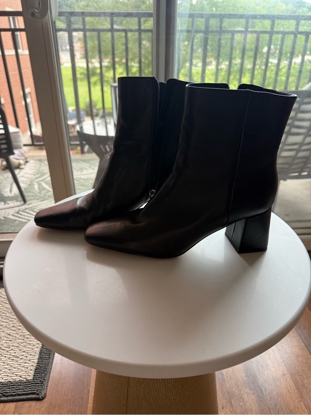 Marc Fisher Leather Ankle Boots with Block Heel.